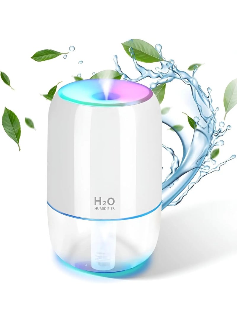 اتش 2 او مرطب هواء صغير محمول ضوء ليلي متعدد الألوان، وضعان للرذاذ البارد وإيقاف تلقائي، للسيارة وغرفة الأطفال والمكتب والسفر 200 مللي - Image 3