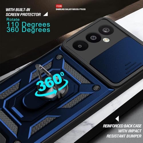 AIBEX® Back Cover for Samsung A16 5G / Samsung F16 5G / Samsung M16 5G | D10 Tough Armor Case | Sliding Camera Shield | 360° Protection | Kickstand Ring Holder | Military-Grade Shockproof Bumper Case - Image 5