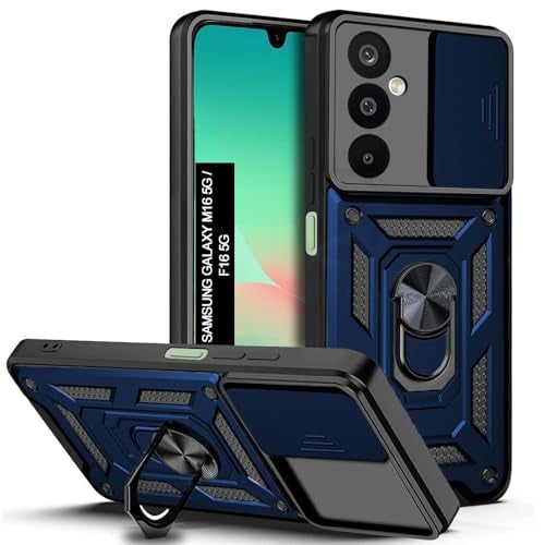 AIBEX® Back Cover for Samsung A16 5G / Samsung F16 5G / Samsung M16 5G | D10 Tough Armor Case | Sliding Camera Shield | 360° Protection | Kickstand Ring Holder | Military-Grade Shockproof Bumper Case - Image 1