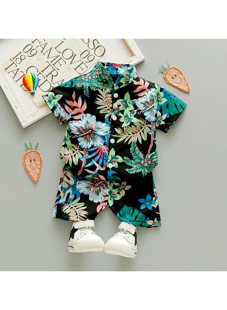 KUYING New Children's Short Sleeved Shirt Two-Piece Set