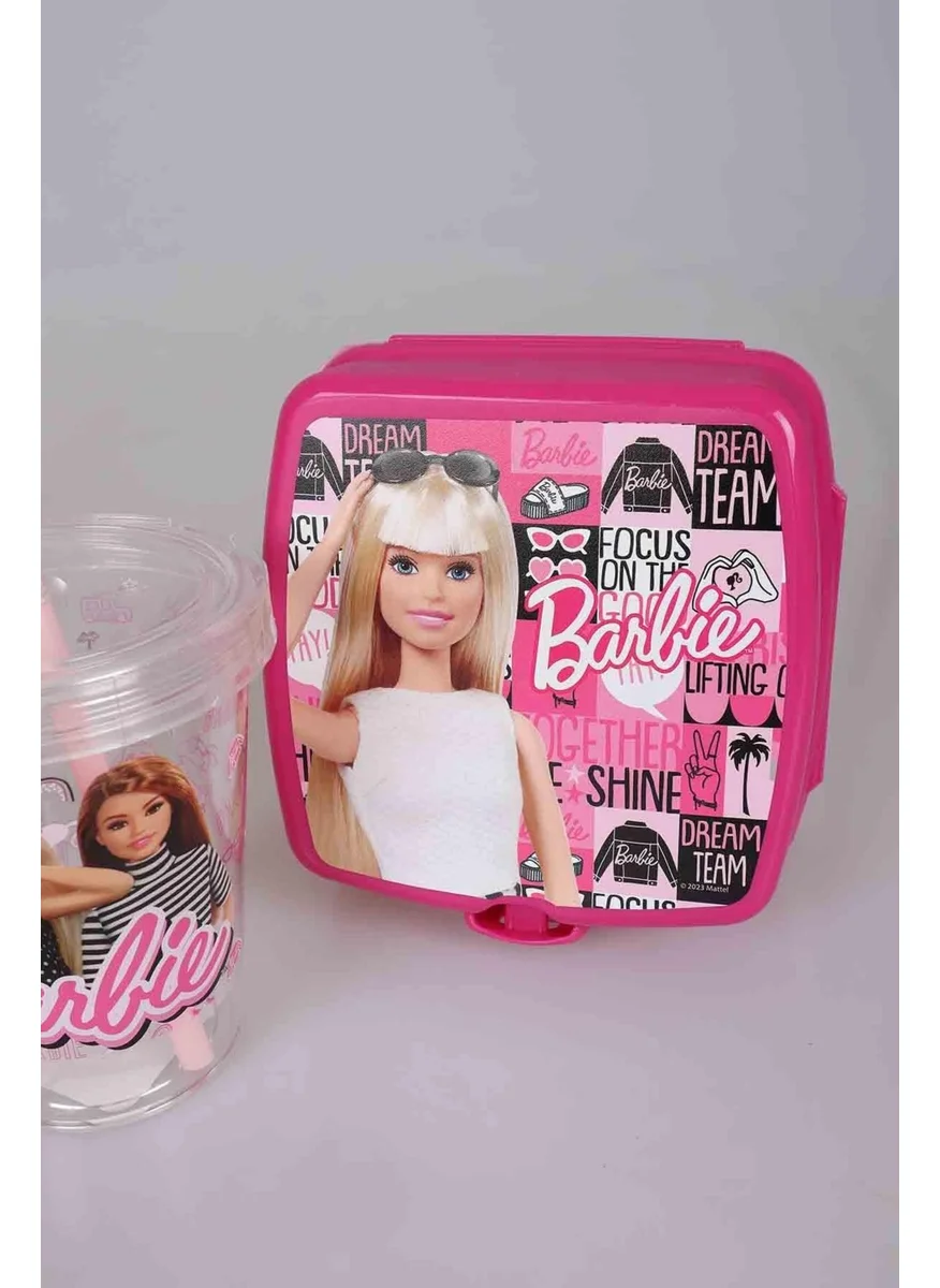 Barbie Licensed Meal Set Lunch Box, Toothbrush Box and 3 Pieces of Glass with Straw