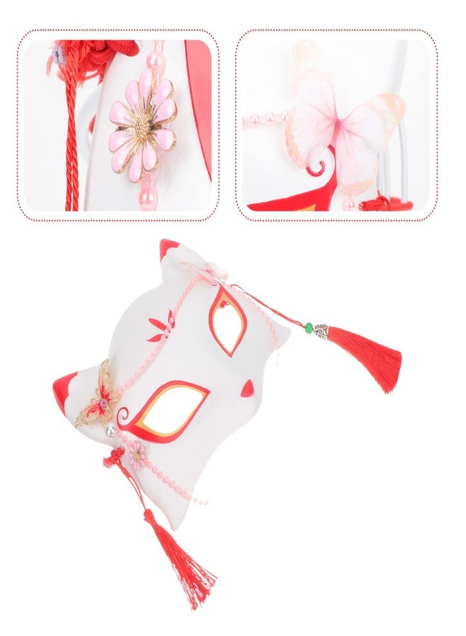 Amosfun Japanese Fox Kabuki masquerade masks performance carnival masks Kitsune Half Face - Image 2