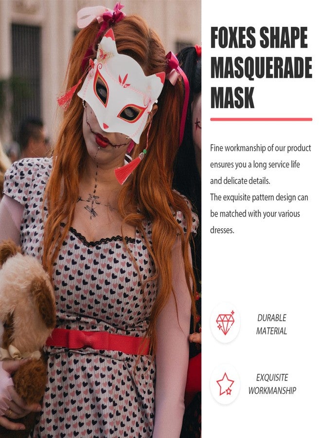 Amosfun Japanese Fox Kabuki masquerade masks performance carnival masks Kitsune Half Face - Image 5