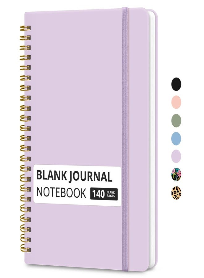 Taja Blank Spiral Journal Notebook for Women & Men, 140 Pages, Sketch Book, Plain Notebook for Drawing & Sketching, Journals for Creative Writing, A5(6"x8") - Purple - Image 1