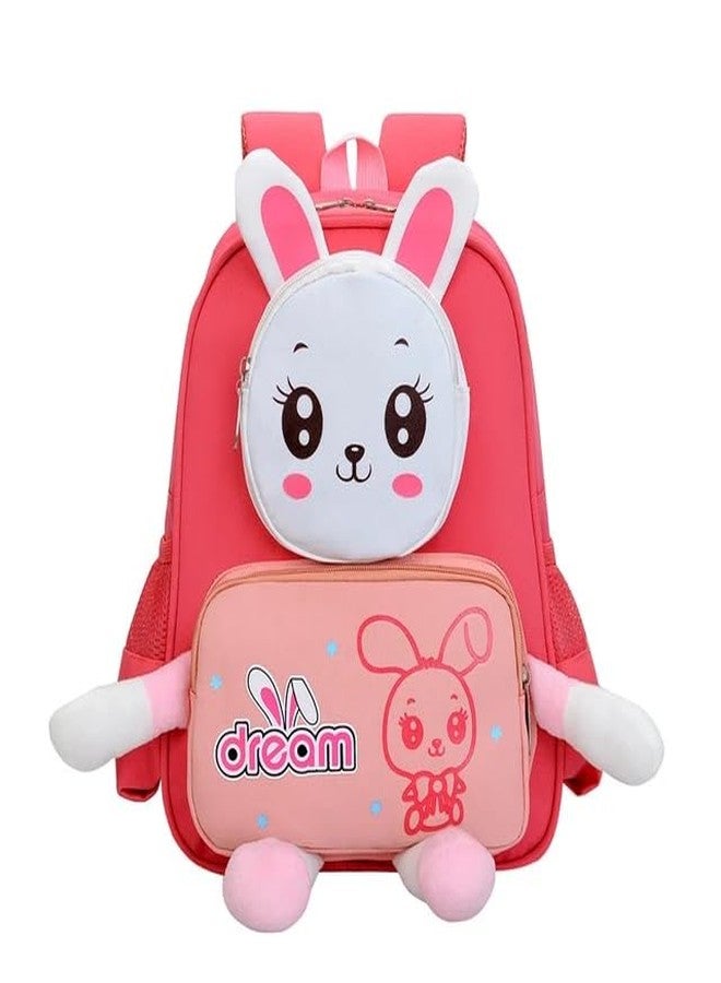 Wizplex Small School Bag for Kids For Nursery/Pre| Dangling Tiger/Bunny Soft Toy Legs Design Bag for Travel, Leisure for kids 3-5 years old (Red) - Image 1