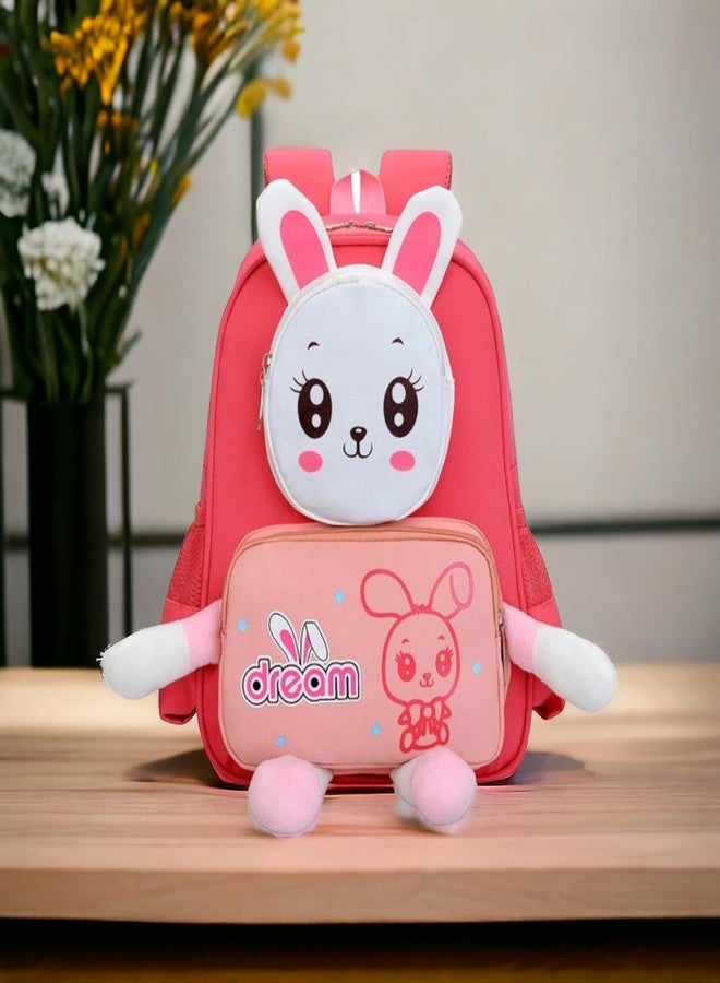 Wizplex Small School Bag for Kids For Nursery/Pre| Dangling Tiger/Bunny Soft Toy Legs Design Bag for Travel, Leisure for kids 3-5 years old (Red) - Image 2