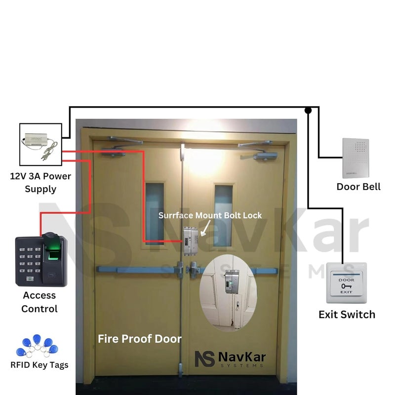 NAVKAR SYSTEMS Access Control Biometric Access Control Surface Mount Bolt Lock Black  - Image 5