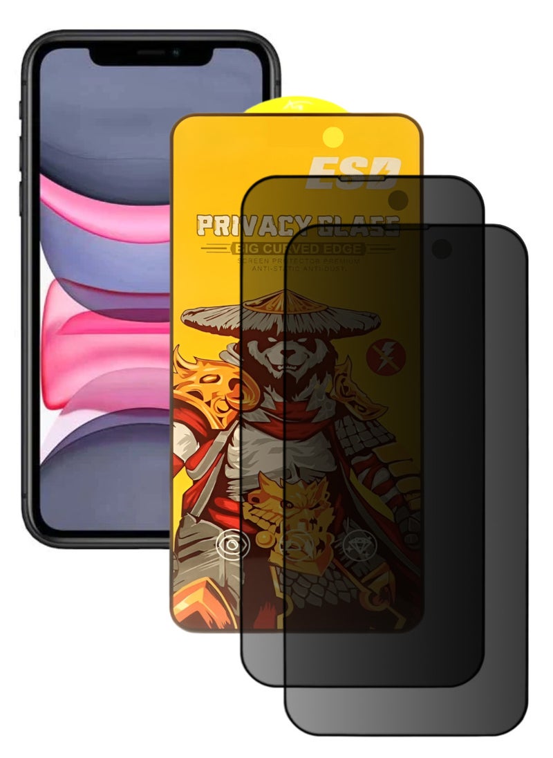 ESD 2 Pieces Tempered Dustproof Privacy Glass Screen Protector Compatible For iPhone 11 - Image 1