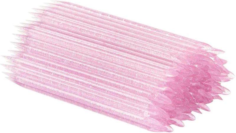 TEOYALL 100 PCS Orange Wooden Sticks, Double-End Wood Cuticle Pusher Nail Art Manicure Pedicure Tools (#2 Pink)