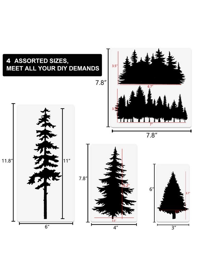 CODOHI 12 Pcs Trees Stencils, Tall Fir Pine Cypress Cedar Christmas Trees Stencils For Painting, Assorted Sizes Reusable Tree Templates For Window Wood Wall Canvas Holiday Decor - Image 1