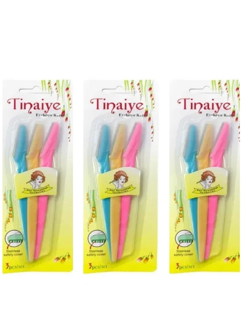 ثلاث قطع من مجموعة شفرات تحديد الحواجب مكونة من 3 قطع