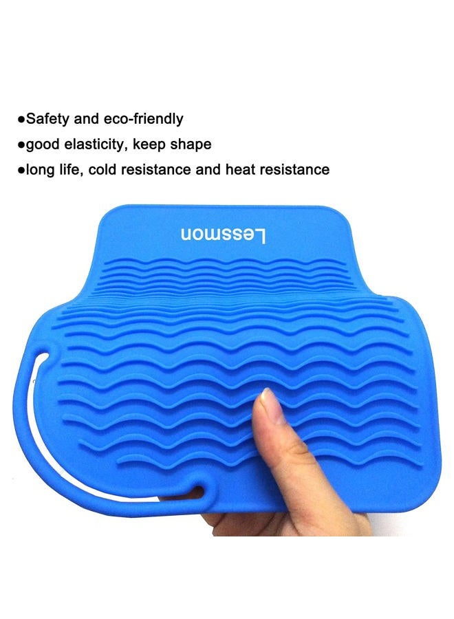 Lessmon حصيرة مقاومة للحرارة لمكواة تجعيد الشعر، مكواة فرد الشعر، المكواة المسطحة وأدوات تصفيف الشعر 9" × 6.5"، زرقاء - Image 4