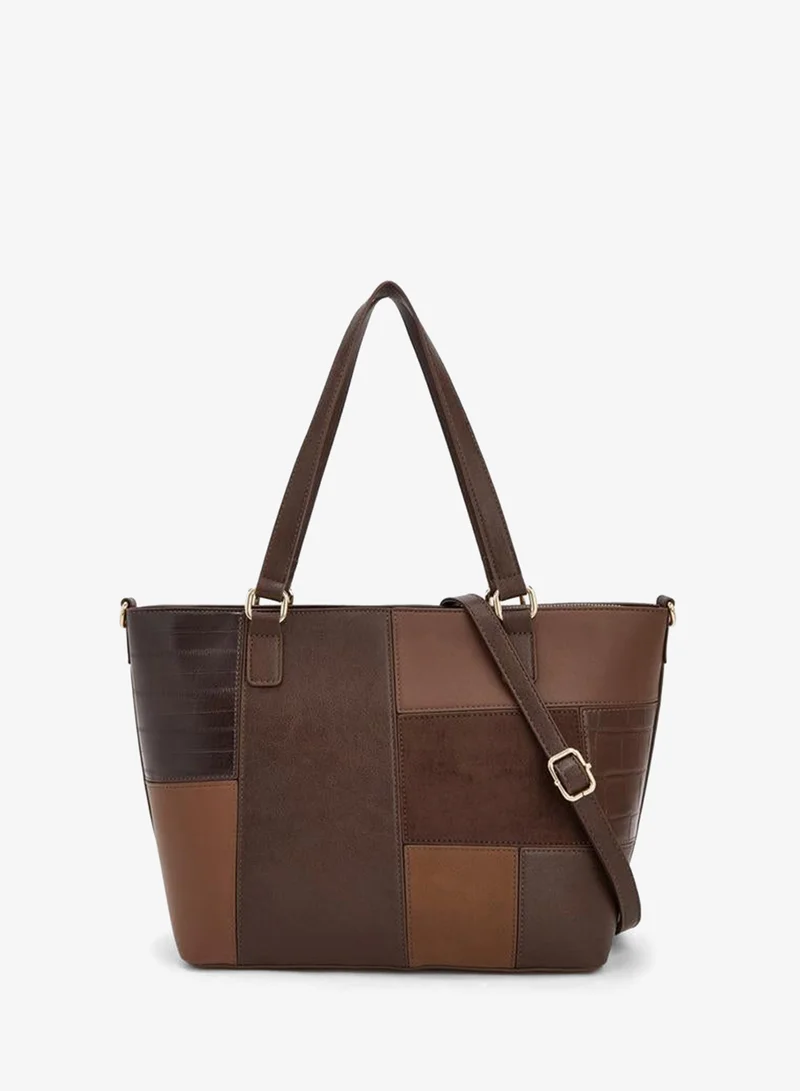 Panelled Tote Bag With Detachable Strap