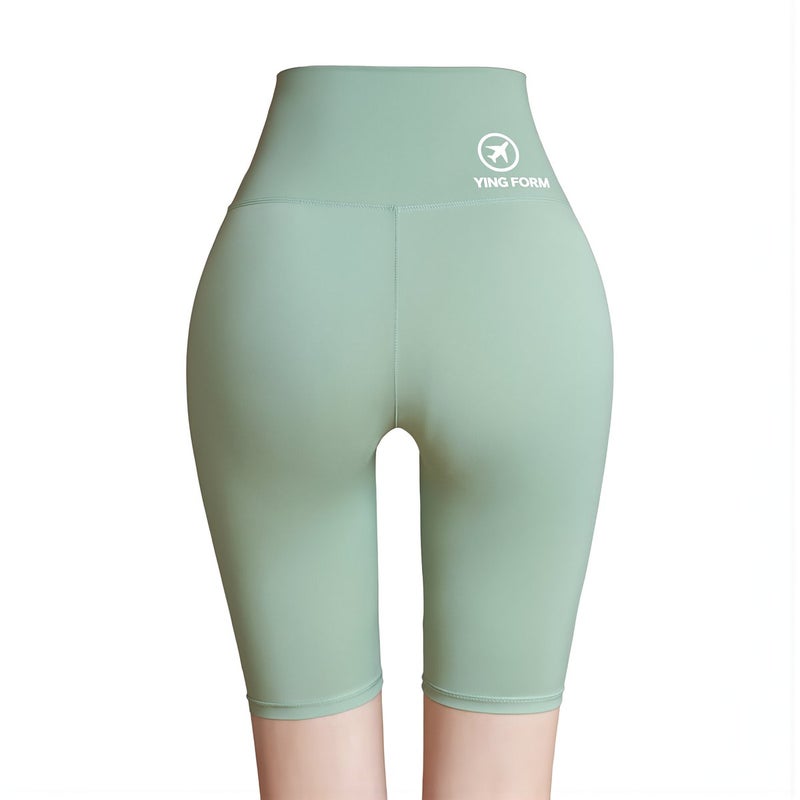 High Waist Biker Shorts for Women Tummy Control Butt Lifting White M Slim Body Shape Workout Yoga Shorts - Image 5