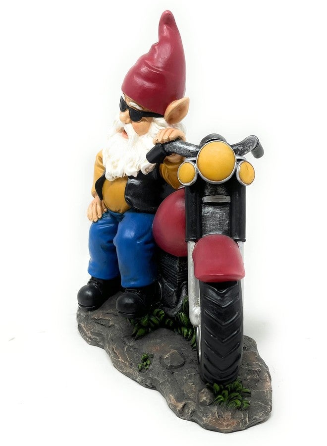 Nature's Mark Motorcycle Biker Gnome Posing with his Harley Resin Statue Figurine Home Decorative Accent Décor (9.45" H) - Image 2