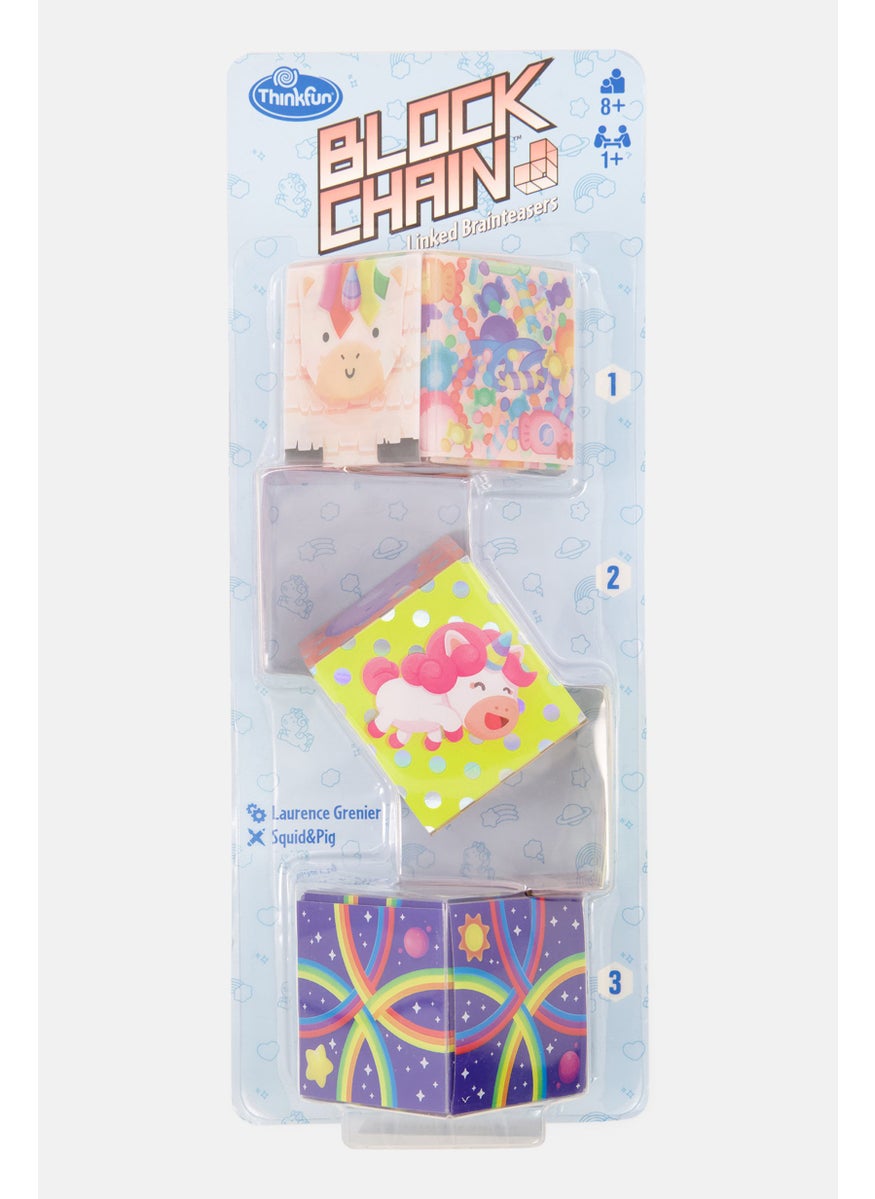 thinkfun - Block Chain Unicorns Linked Brainteaser, Blue Combo - Image 1