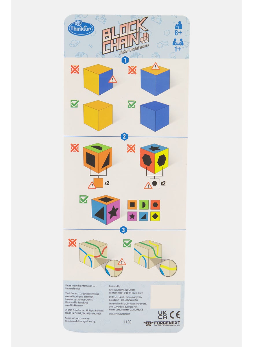 thinkfun - Block Chain Unicorns Linked Brainteaser, Blue Combo - Image 1