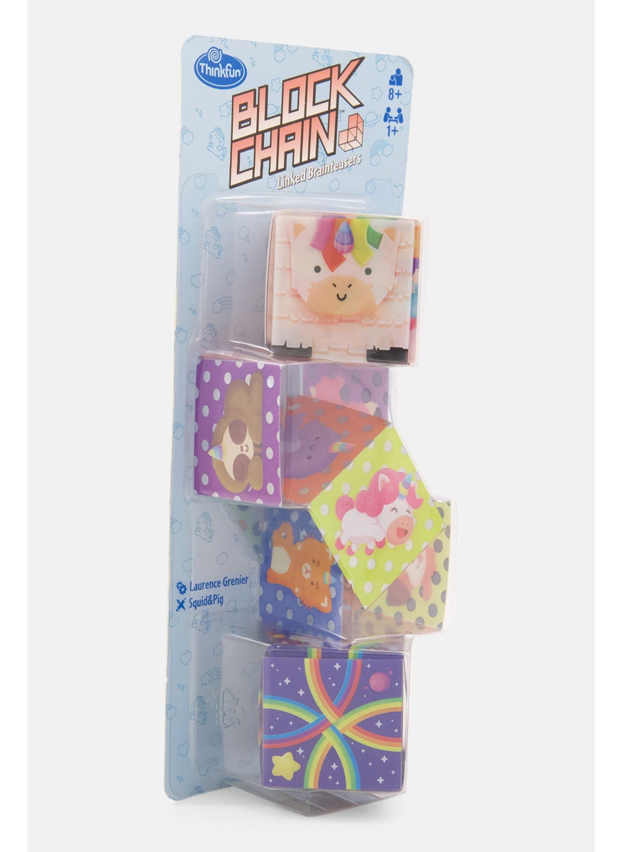 thinkfun - Block Chain Unicorns Linked Brainteaser, Blue Combo - Image 1