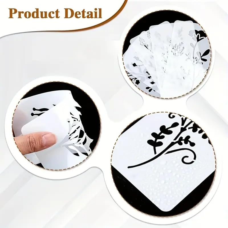 Cliths Elegant Faux Leather Pattern Stencil – Large Reusable Floral Geometric Mandala Template for Crafts, Scrapbooking Home Décor [11.7x8.3IN] - Image 5