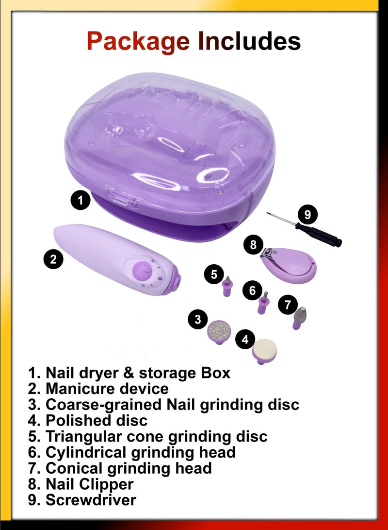DBLEW Electric Professional Manicure Set With Nail Dryer Clipper Pedicure 6 Pieces Attachments Trimmer File Scrubber Polisher Portable Grooming Kit Nails Care Tools For Home Newborn Baby Kids Teens Adult - Image 4
