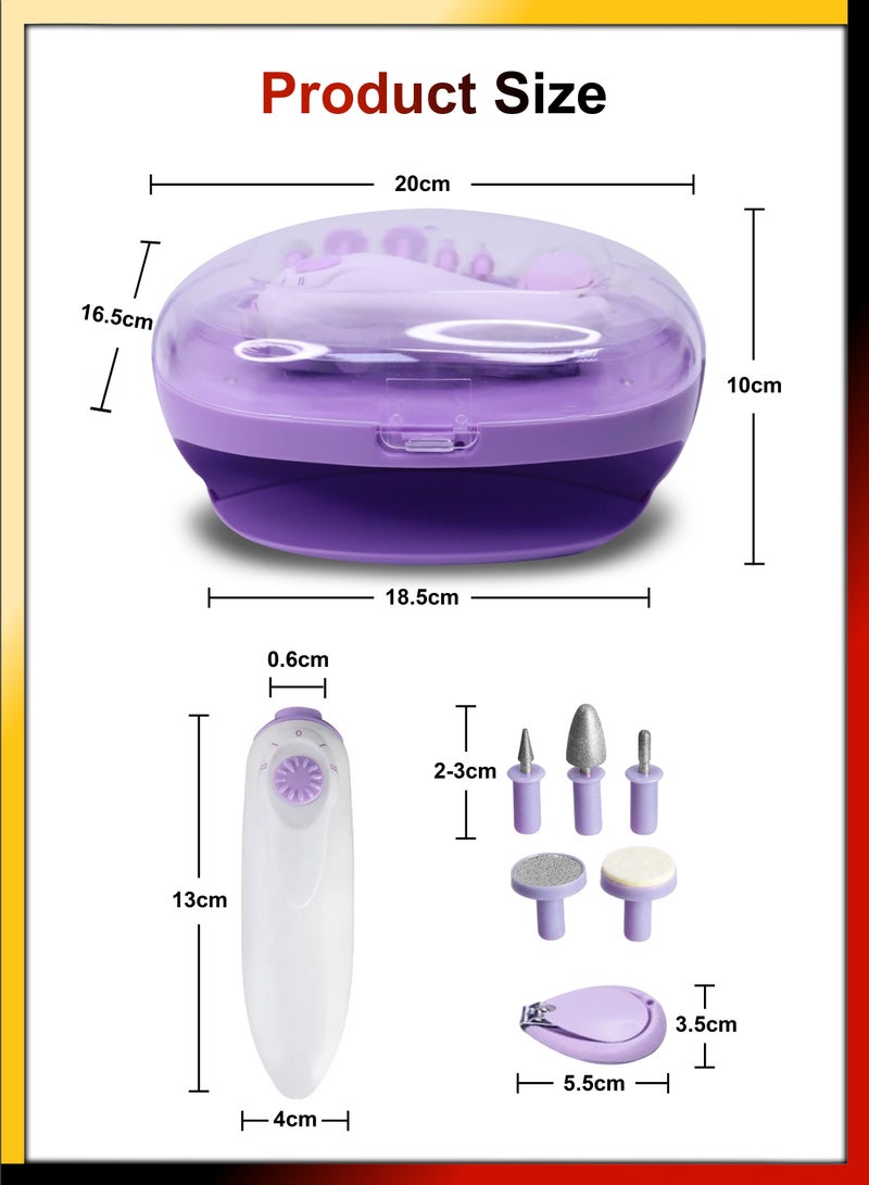 DBLEW Electric Professional Manicure Set With Nail Dryer Clipper Pedicure 6 Pieces Attachments Trimmer File Scrubber Polisher Portable Grooming Kit Nails Care Tools For Home Newborn Baby Kids Teens Adult - Image 5