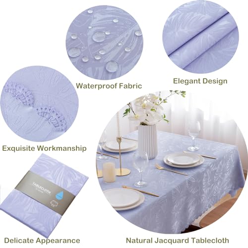 EFFICINATURE كفاءة مستطيل tablecloth جاكار الأرجواني الأرجواني قطعة قماش مقاوم للماء القابلة للغسل ناعم منسوجة النسيج المزرعة المائدة لتناول الطعام في الهواء الطلق حفلة المطبخ والطاولة (60x102in) - Image 4