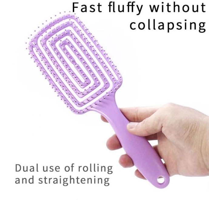 XELYTON Detangling Hair Brush for Pain-Free Brushing on All Wet or Dry Hair Types, Fluffy High Skull Plant Fiber Pork Rib Comb Bristles, Vented Brush, Wheat Straw Hair Brush Hollow Out Styling Comb (Rectangular Shape) - Image 4