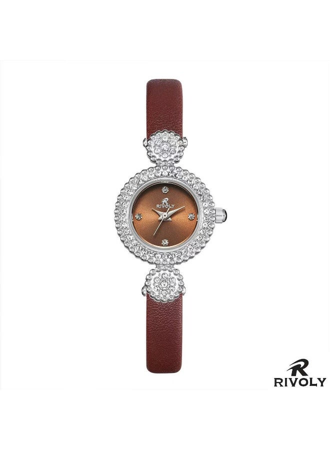 ريفولي ساعة يد نسائية فاخرة من تصميم أنيق بلمسة كريستالية