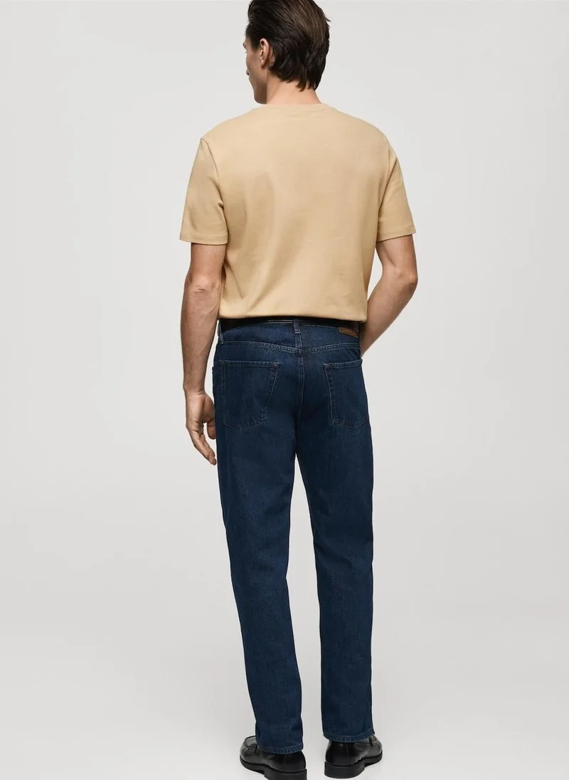 Mango Man round neck ribbed finish short sleeve t-shirt