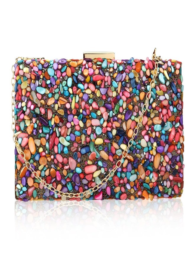 Rkrouco Women's Evening bags Acrylic Stone Clutch Purse for Women Crossbody Shoulder Handbags with Detachable Chains (Color Stone) - Image 1