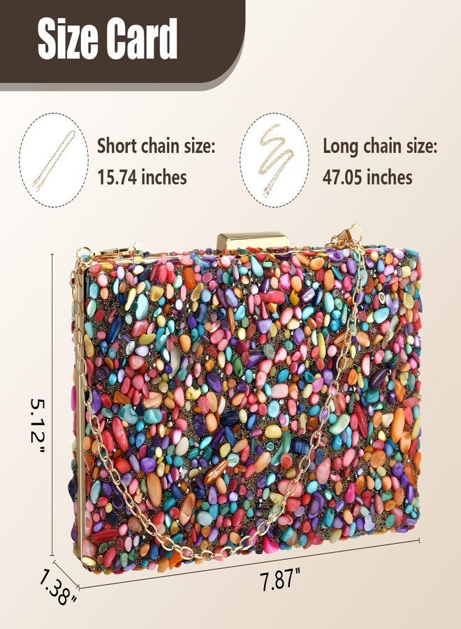 Rkrouco Women's Evening bags Acrylic Stone Clutch Purse for Women Crossbody Shoulder Handbags with Detachable Chains (Color Stone) - Image 4