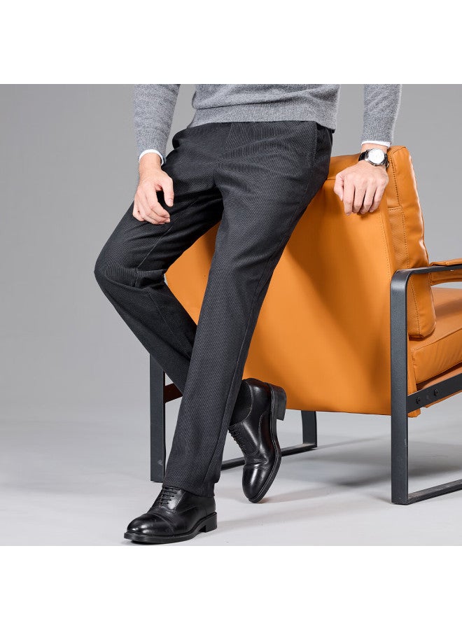 Firs Casual Pants For Men, Corduroy Thick Warm Wrinkle-resistant Durable Smooth Elastic Business Slim Straight-leg Trousers - Image 2