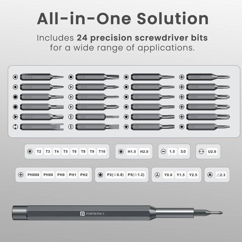 Portronics Portronics Bit Box,24-in-1 Screwdriver Kit,Compact,Durable,and Travel-Friendly Tool Kit with a Magnetic Bit Holder,Perfect for Household&Auto Repair (Black) - Image 2