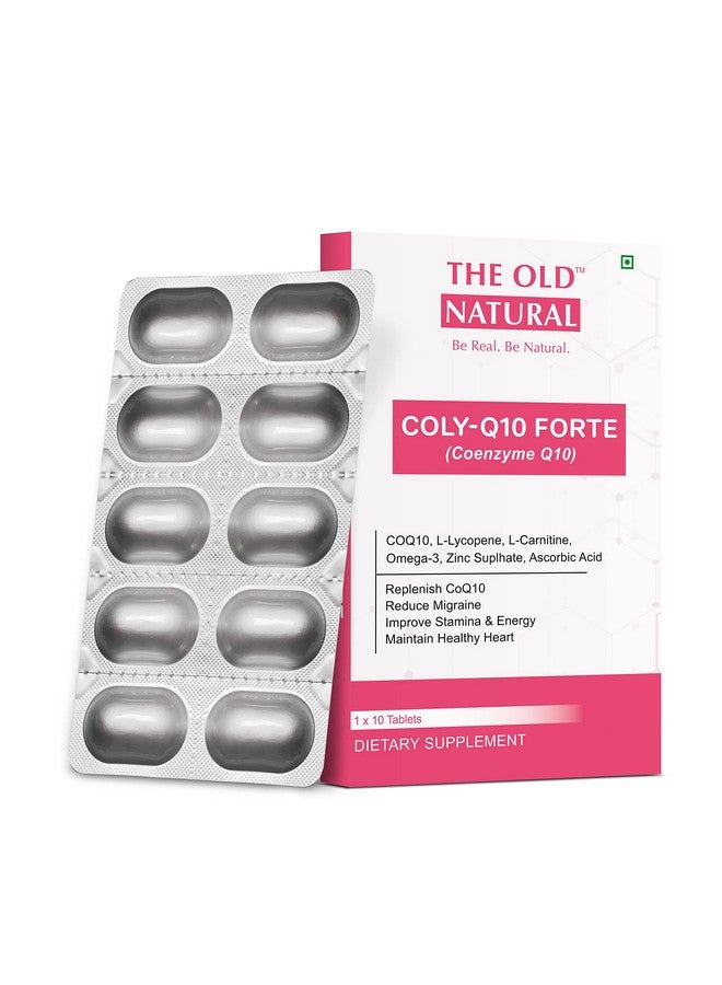 The Old Natural Colyq10 Forte COQ10 Tablets I Coenzyme Q10 With L-Lycopene,  Carnitine, Omega-3, Zinc Suplhate, Ascorbic Acid (10 Tablets * 1 Strips) |  Best Price KSA
