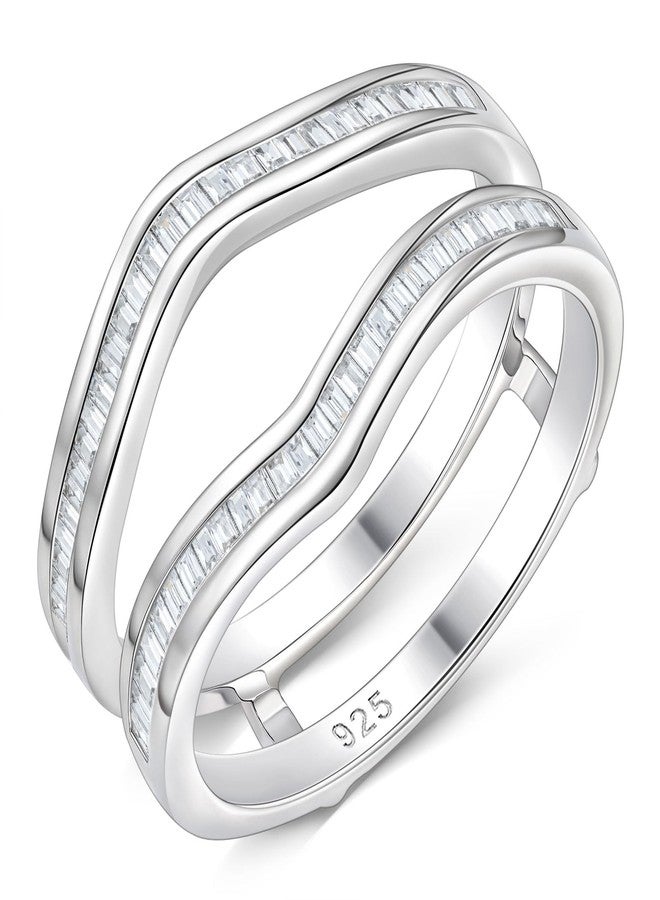 نيو شي جولري مجوهرات نيوشي، معززات خواتم من الزركونيا المكعبة لخواتم الخطوبة، خواتم زفاف منحنية من الفضة الإسترليني عيار 925 للنساء، خاتم زفاف مرصع بالزمرد، مقاس 7 - Image 1