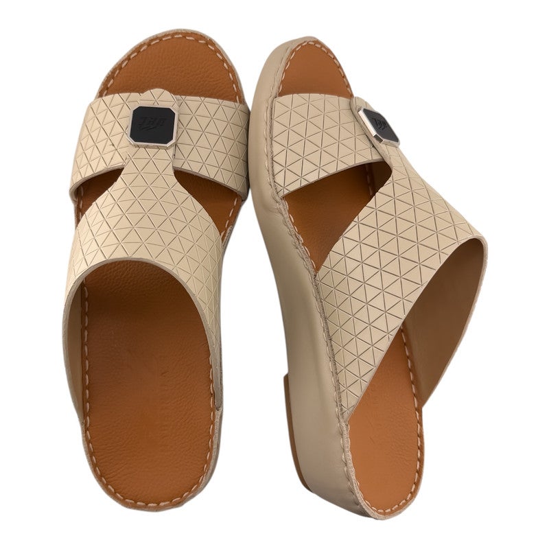 AET A E T Handmade Arabic Sandals For Men | Outdoor Mens Slippers | Everyday Flip Flops Open Toe | Arabic Genuine Cow Leather With Buckle| New Arabic Design | Tan Footbed | Comfortable & LightWeight - Image 2