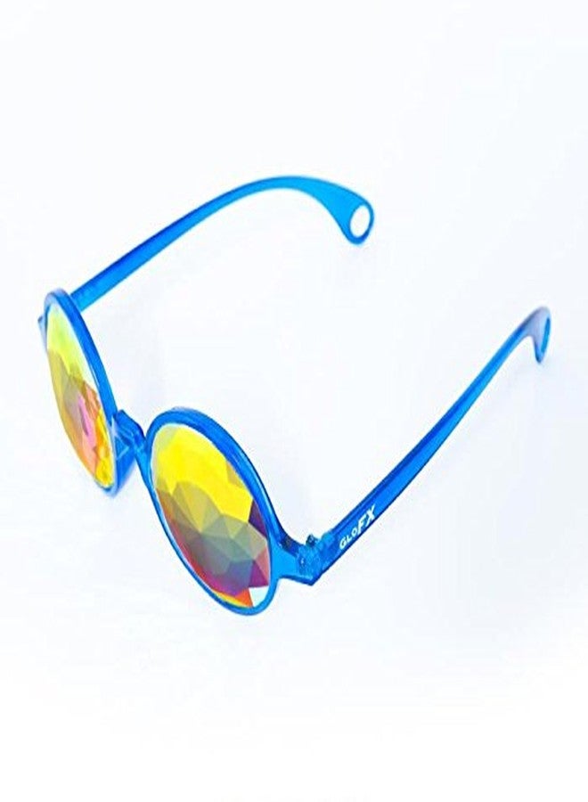 GloFX Transparent Blue Kaleidoscope Glasses - Rainbow Fractal - Flat Back - Image 4