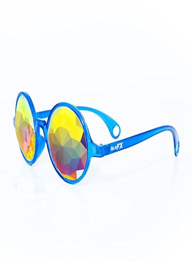 GloFX Transparent Blue Kaleidoscope Glasses - Rainbow Fractal - Flat Back - Image 2