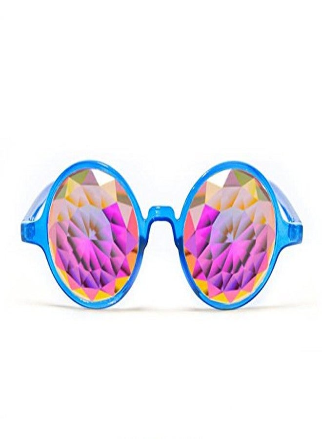 GloFX Transparent Blue Kaleidoscope Glasses - Rainbow Fractal - Flat Back - Image 1