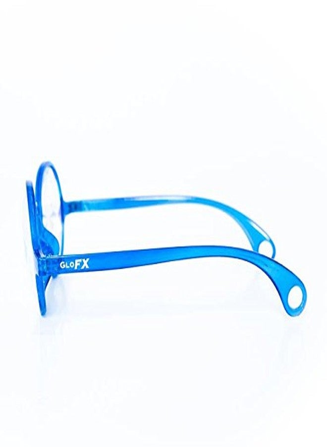 GloFX Transparent Blue Kaleidoscope Glasses - Rainbow Fractal - Flat Back - Image 3