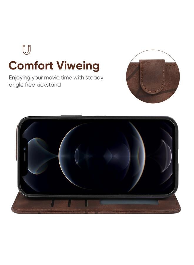 Zaboon Case For iPhone 12 / 12 Pro Skin Feel Geometric Lines Leather Phone Case - Image 4