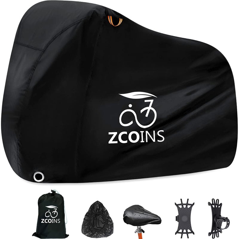 ZCOINS غطاء دراجة مقاوم للماء عالي الكثافة من ZCOINS لدراجة واحدة أو دراجتين، غطاء دراجة خفيف الوزن وقوي 210D للتخزين الخارجي، مقاوم للأشعة فوق البنفسجية وحماية من الغبار للدراجات الجبلية، يتضمن حقيبة تخزين - Image 1