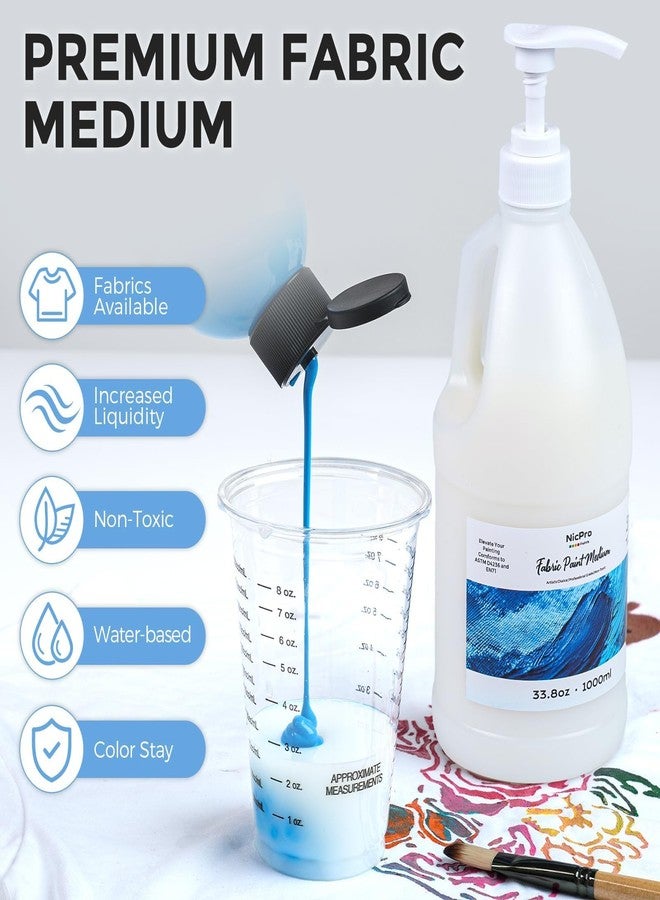 Nicpro Professional Effects Fabric Medium, 33.8oz Bottle Fabric Painting Acrylic Fluid Medium, Improves Acrylic Paint Adhesion to Fabrics, Textiles for Fabric DIY Clothing, T-shirts, Shoes Jeans Bags - Image 2