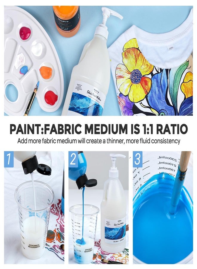 Nicpro Professional Effects Fabric Medium, 33.8oz Bottle Fabric Painting Acrylic Fluid Medium, Improves Acrylic Paint Adhesion to Fabrics, Textiles for Fabric DIY Clothing, T-shirts, Shoes Jeans Bags - Image 4