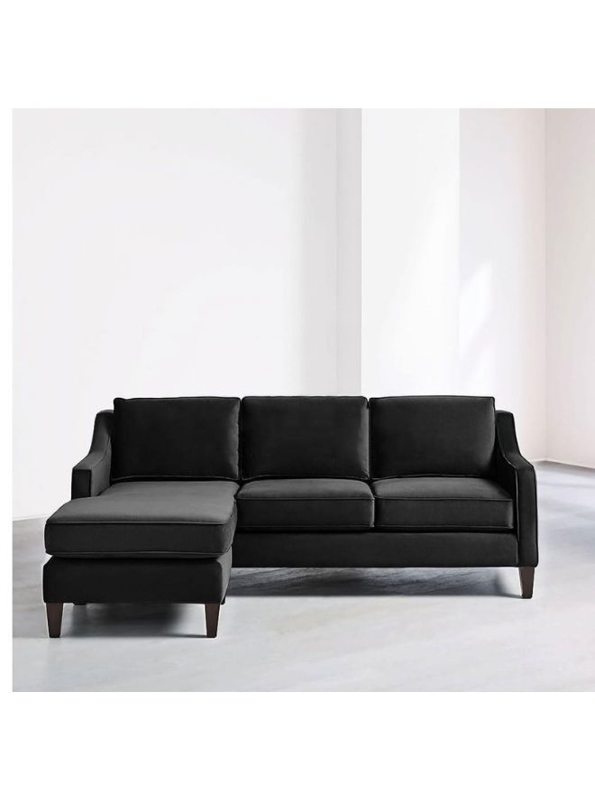 Karnak Sectional L-Shaped Luxury Sofa For Living Room Solid Wood Corner Modern Design Couch, Velvet Upholstered Color (Black) - Image 1