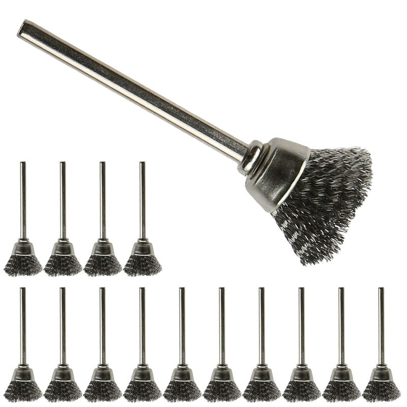 ZZHXSM 15pcs Cup Shape 15mm Stainless Steel Wire Brush Rust Removing and Polishing Brush for Dremel Rotary Tools Accessories - Image 1