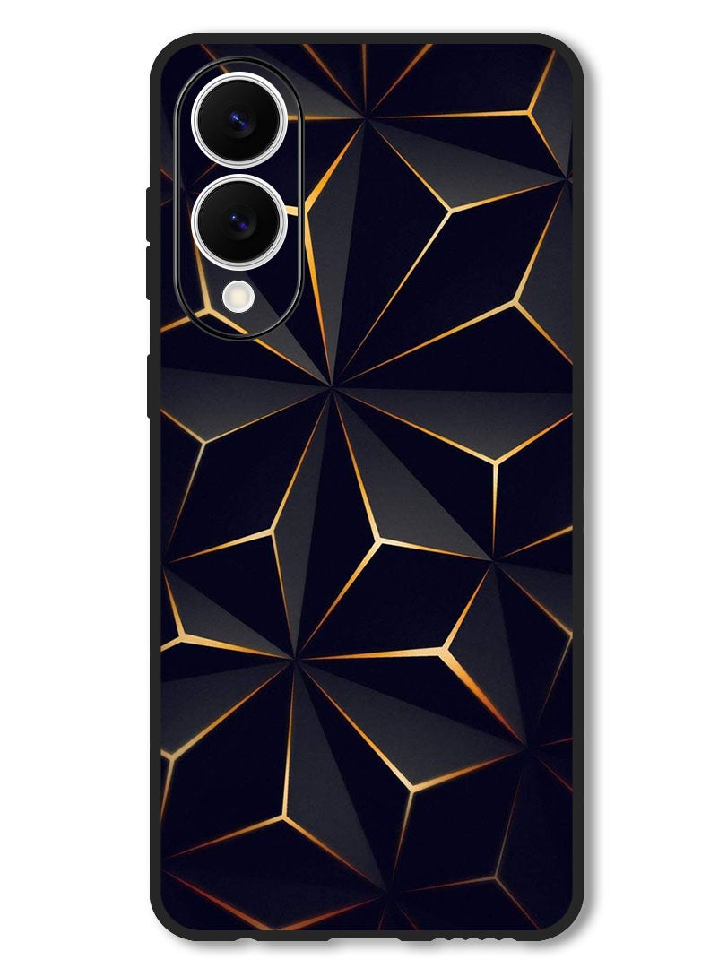 Theodor حافظة متوافقة مع سامسونج جالاكسي S25 إيدج 6.7 بوصة حماية مضادة للصدمات غطاء بامبر أسود ذهبي مزخرف - Image 1