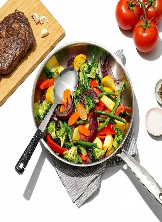 HAPPY KIT 5-Piece Stainless Steel Serving Spoon Set, Large Serving Spoons with Ladle & Slotted Spoon, Metal Serving Spoons for Cooking, Buffet, Soup, Rice, Commercial & Home Kitchen - Image 4