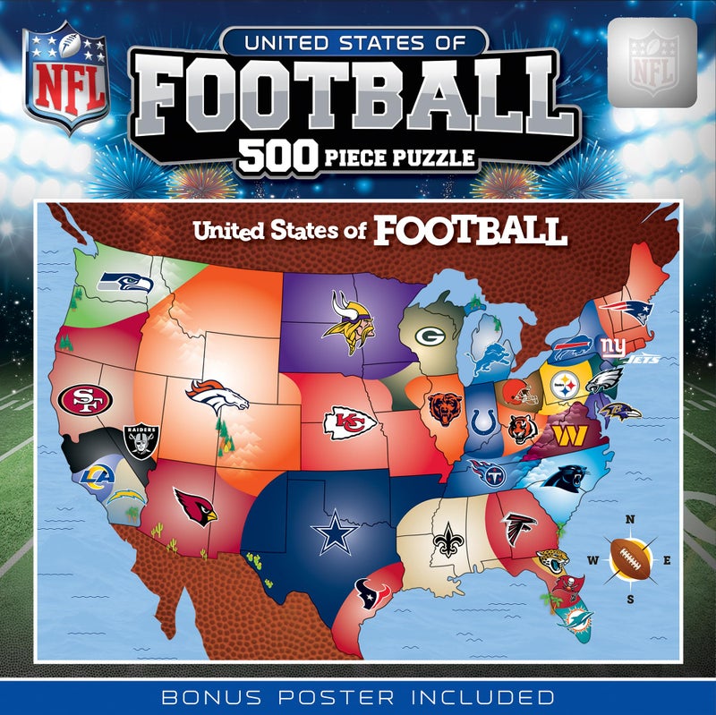 MasterPieces Sports Puzzle - All Teams 500 Piece Jigsaw Puzzle for Adults - NFL League Map Puzzle - 24"x18" - Image 1
