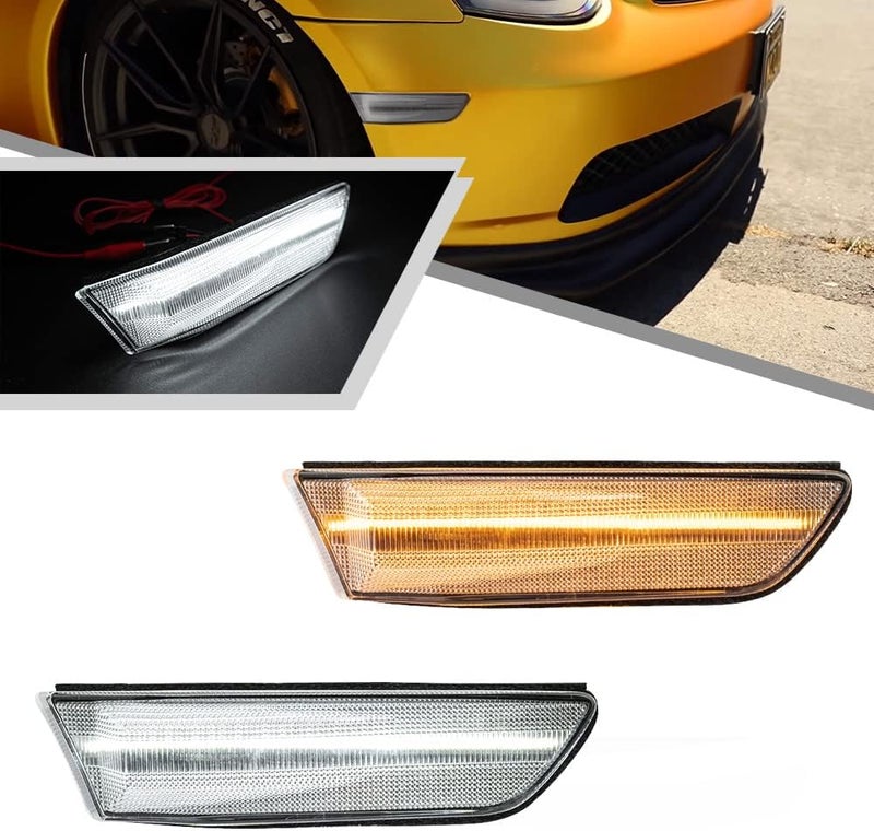Mingrui test Mingrui 2Pcs G35 White LED Running Lights Amber Dynamic Sequential Blink Side Marker Lights for Infiniti G35 Coupe 2003-2007 - Image 1